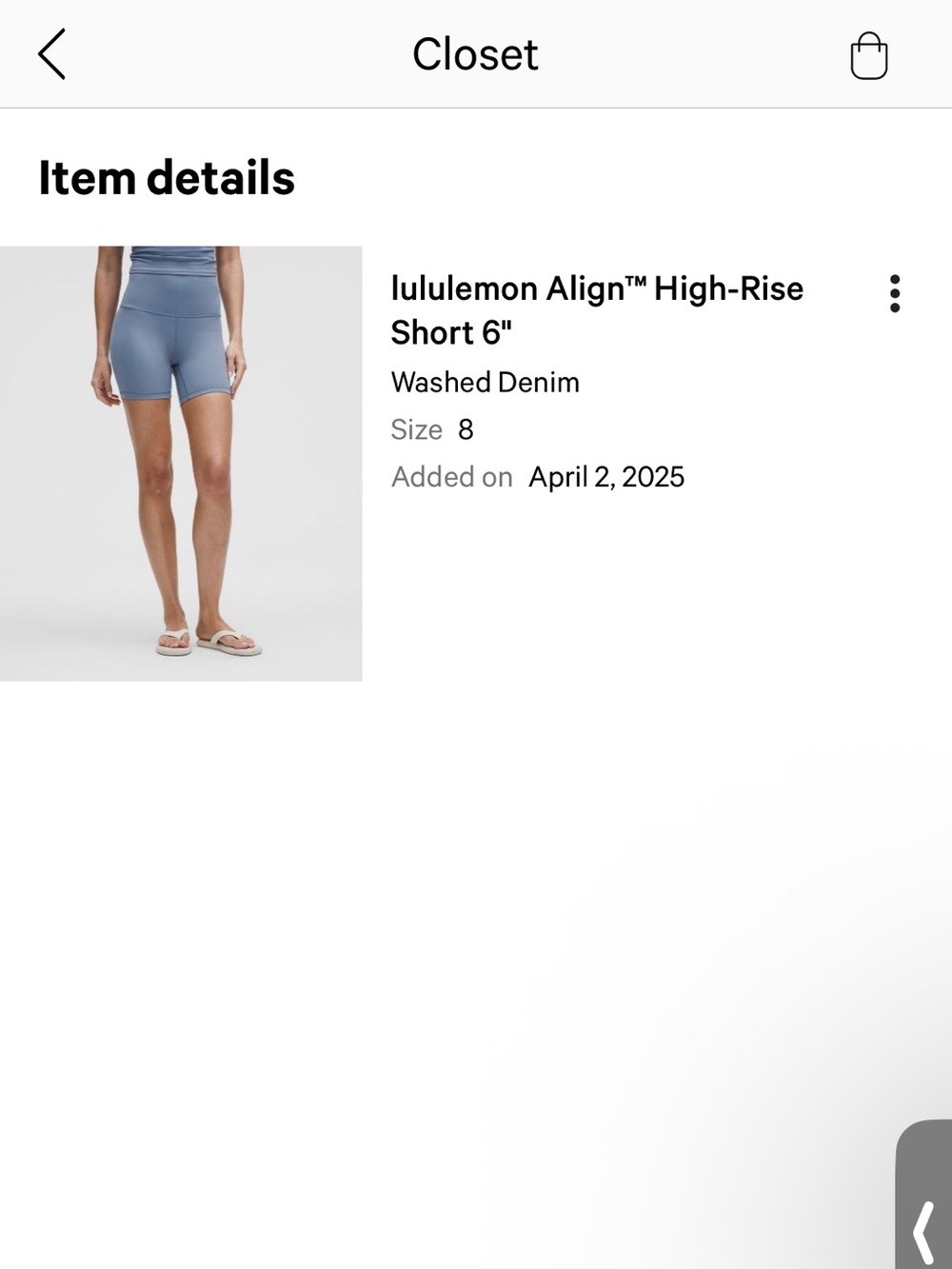 Lululemon Align High Rise Shorts 6” Inseam in Washed Denim Size 8 - Picture 10 of 10